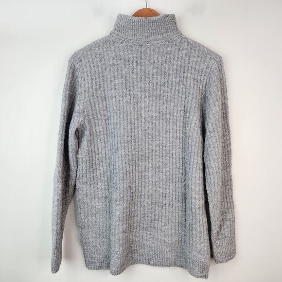 LL Bean Cozy Cloud Sweater Women's SMALL Quarter Zip Gray Ribbed NWT - Picture 5 of 8